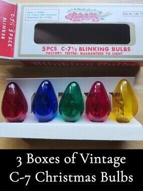 3 Boxes of Vintage Liberty Bell C-7½ Blinking Glass Light Bulbs (15 Bulbs Total)